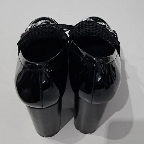 Antonio Melani Palmer Lug Sole Chain Detail Platform Loafer Pumps - Picture 3 of 8